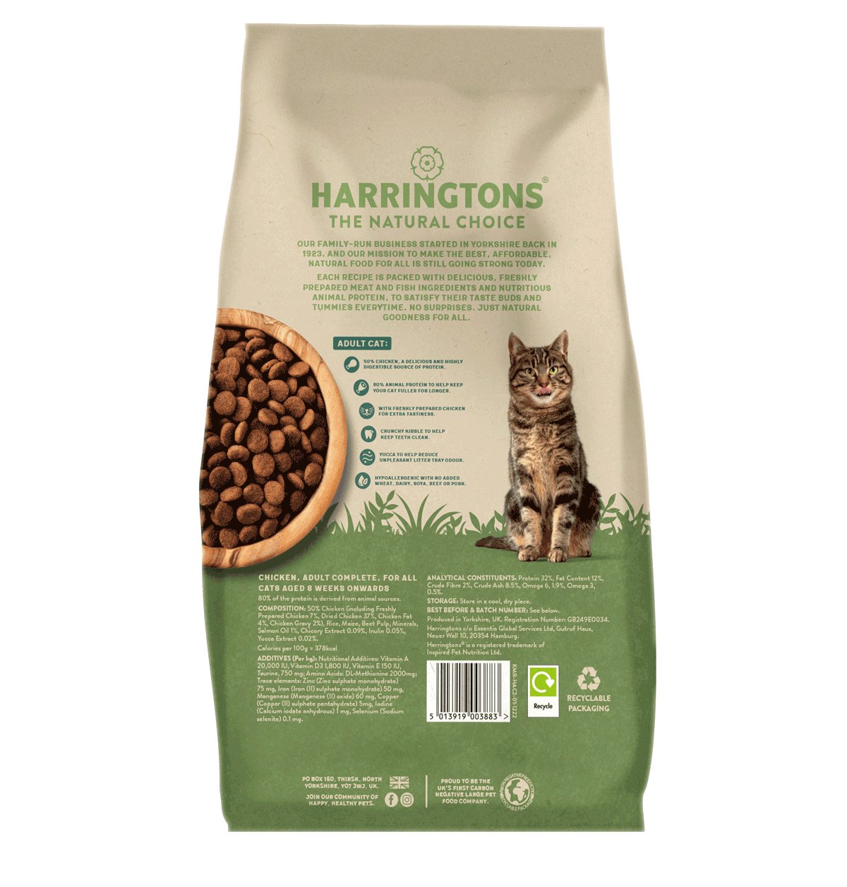 Harringtons Adult Cat Complete Chicken Dry Food - 4 x 2kg, Harringtons,