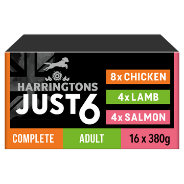 Harringtons Just 6 Grain Free Adult Dog Multipack Trays - 16 x 380g, Harringtons,