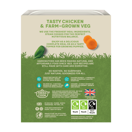 Harringtons Puppy Chicken with Veg Grain Free Wet Food Trays - 8 x 380g, Harringtons,