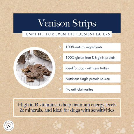 Hollings 100% Natural Venison Strips Dog Training Treats - 60 strips, Hollings,