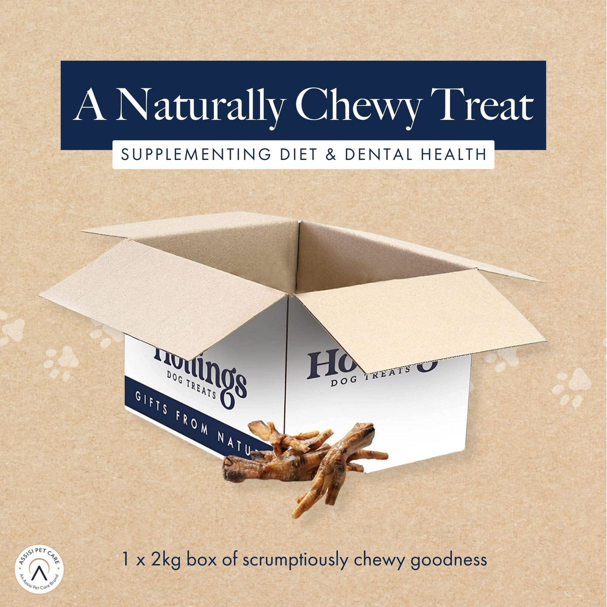 Hollings Chicken Feet Dog Treats - 2 kg Box, Hollings,