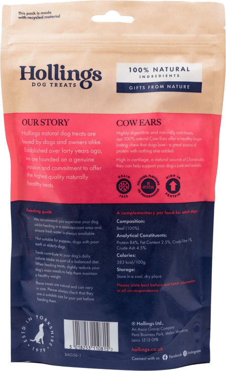 Hollings Cow Ears Dog Treat, Hollings, 21 ears (7x3pk bag)