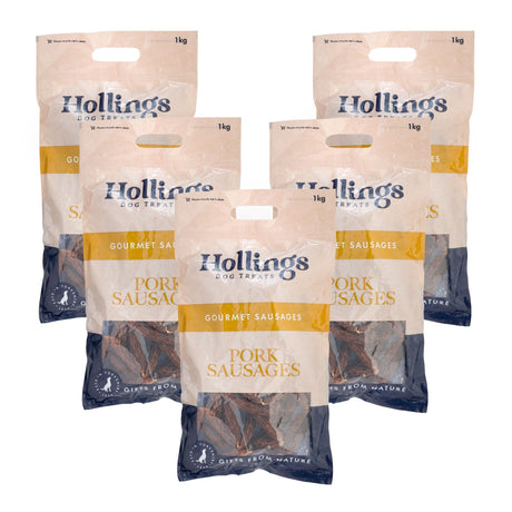Hollings Gourmet Pork Sausage Dog Treats, Hollings, 2kg (10 x 200g Bags)