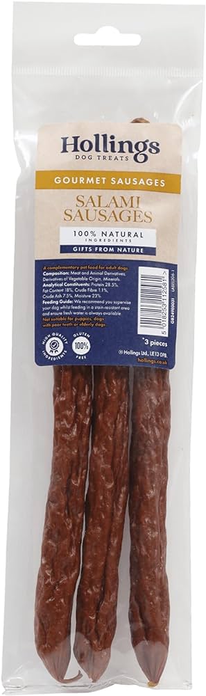 Hollings Gourmet Salami Sausages Adult Dog Treat, Hollings, 36 sausages (12x3pk)