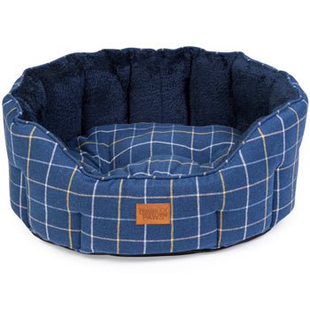 House of Paws Navy Check Tweed Oval Snuggle, House of Paws, Small