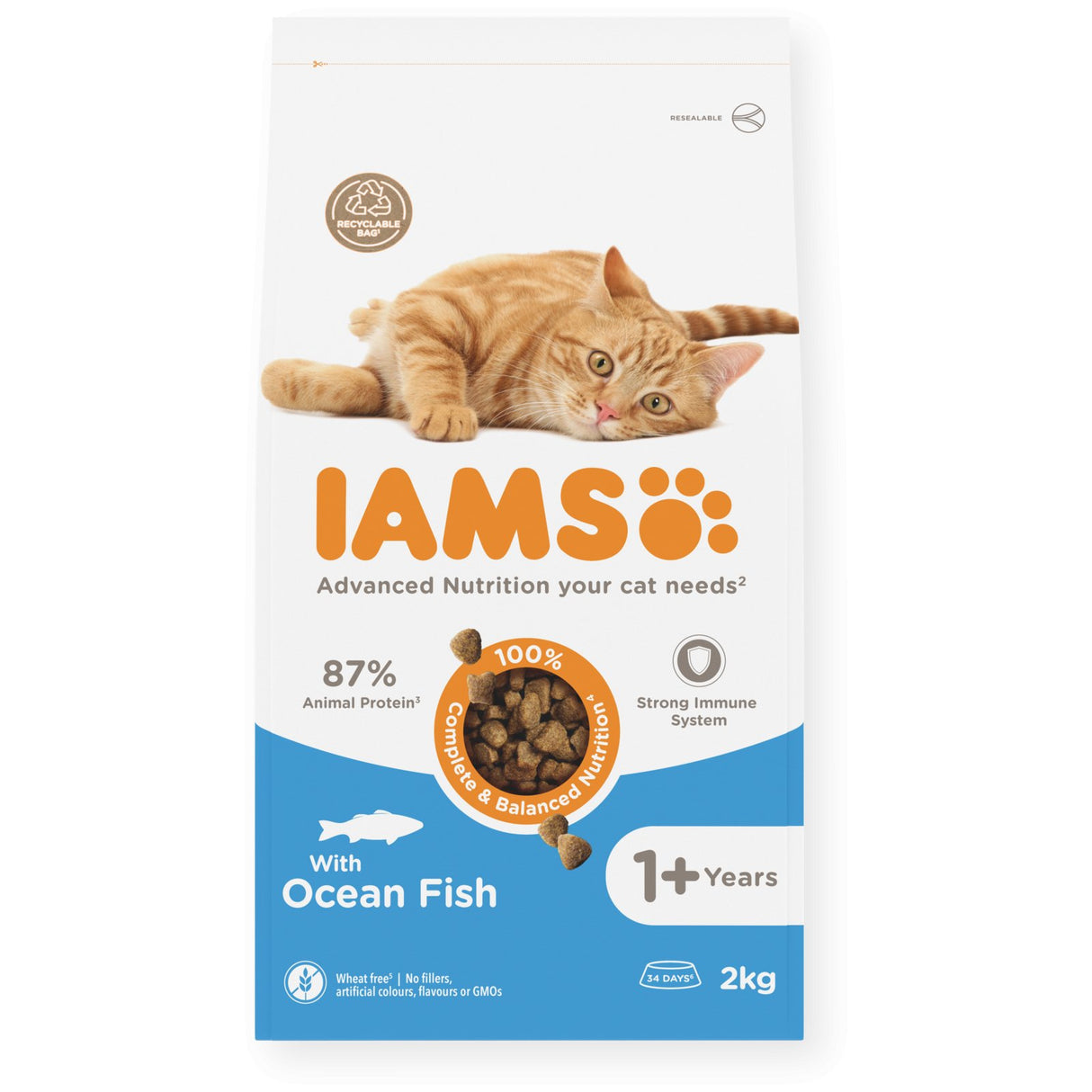 IAMS Adult Cat Dry Food with Ocean Fish - 2 x 2kg, IAMS,