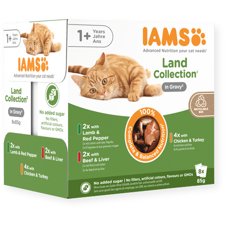 IAMS Adult Land Collection in Gravy Wet Cat Food - 8 x 85g, IAMS,