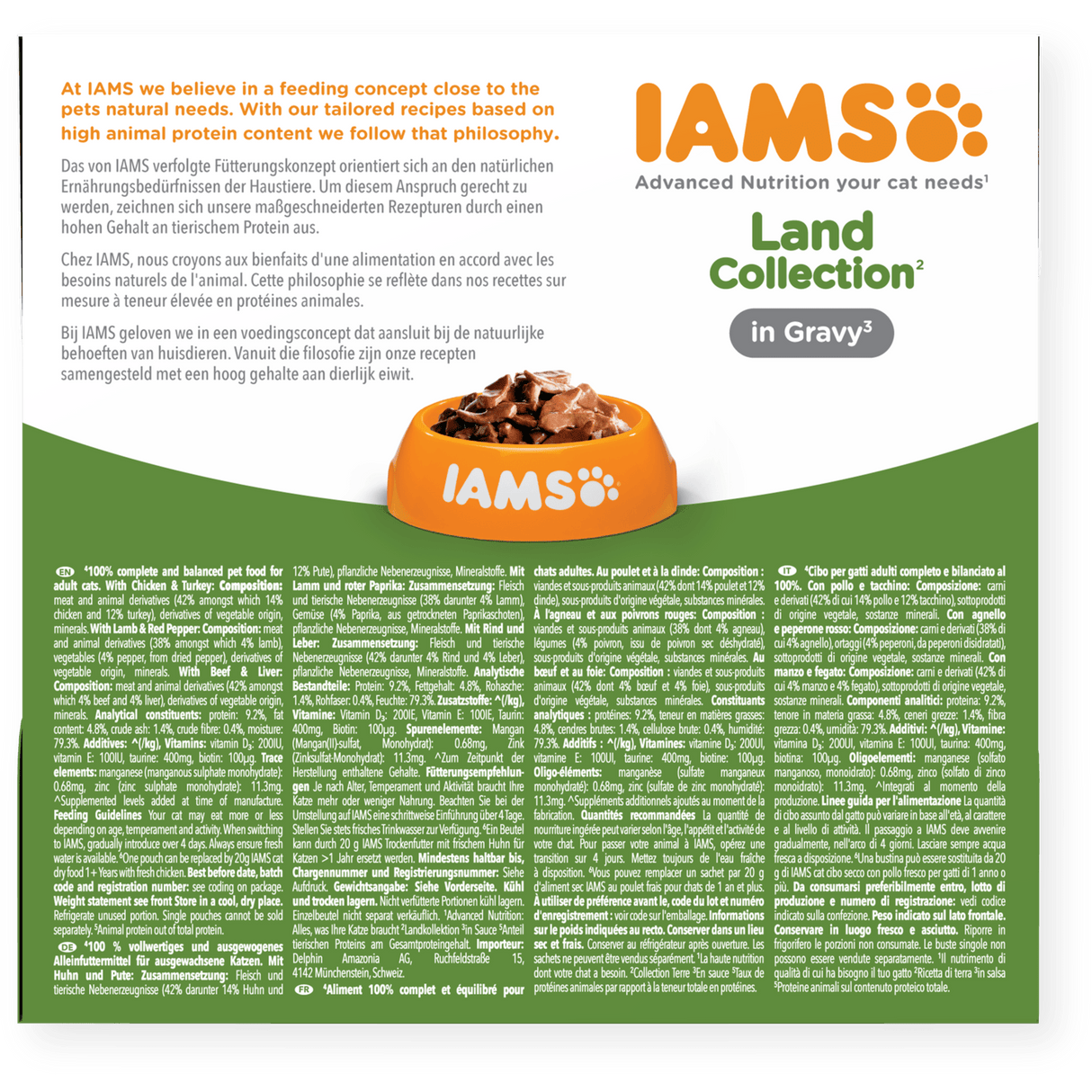 IAMS Adult Land Collection in Gravy Wet Cat Food - 8 x 85g, IAMS,