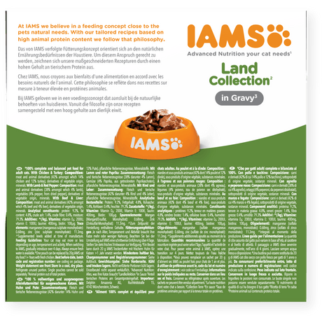 IAMS Adult Land Collection in Gravy Wet Cat Food - 8 x 85g, IAMS,