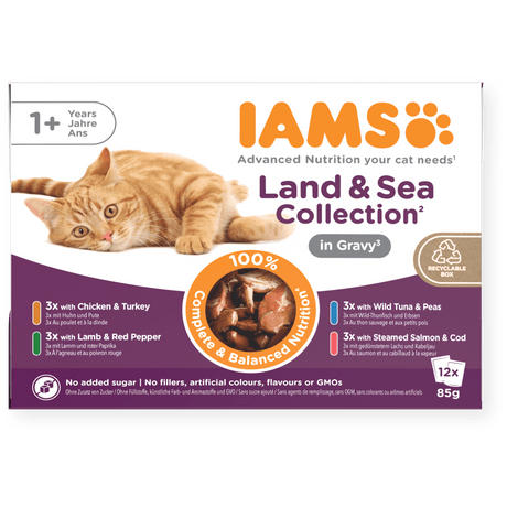 IAMS Adult Land & Sea Collection in Gravy Wet Cat Food, IAMS, 12 x 85g