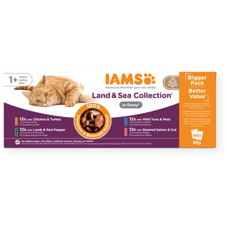 IAMS Adult Land & Sea Collection in Gravy Wet Cat Food, IAMS, 48 x 85g