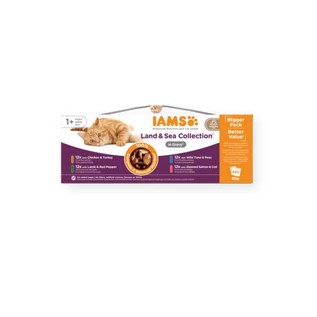 IAMS Adult Land & Sea Collection in Gravy Wet Cat Food, IAMS, 48 x 85g
