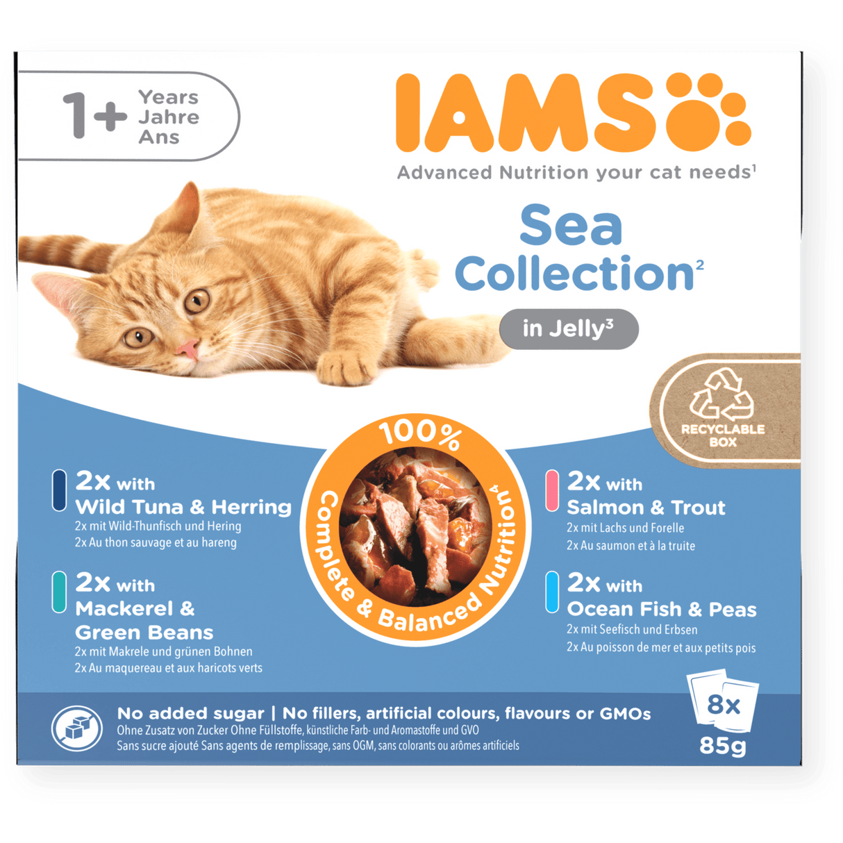 IAMS Adult Sea Collection in Jelly Wet Cat Food - 8 x 85g, IAMS,