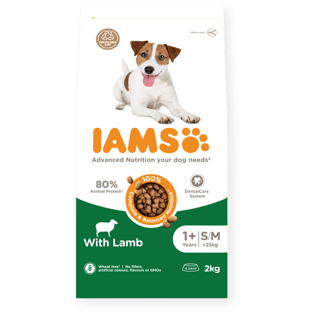 IAMS Adult Small/Medium Breed with Lamb Dry Dog Food, IAMS, 2 x 2 kg