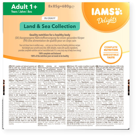 IAMS Delight Adult Wet Cat Food Land & Sea Collection in Gravy, IAMS, 8 x 85g