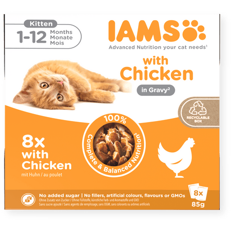 IAMS Kitten Chicken in Gravy Wet Cat Food - 8 x 85g, IAMS,