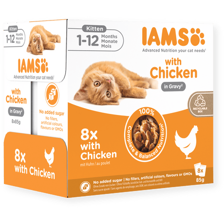 IAMS Kitten Chicken in Gravy Wet Cat Food - 8 x 85g, IAMS,