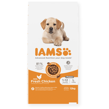 IAMS Puppy Large Breed Fresh Chicken Dry Dog Food, IAMS, 12 kg