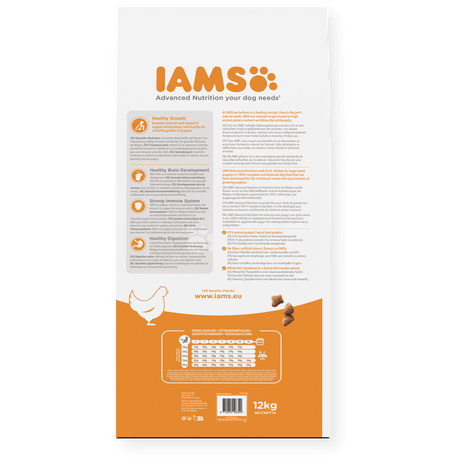 IAMS Puppy Large Breed Fresh Chicken Dry Dog Food, IAMS, 12 kg