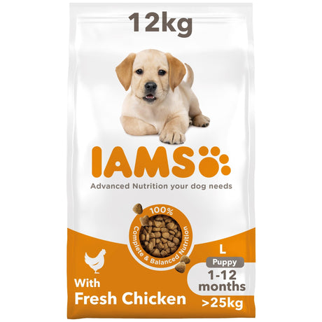 IAMS Puppy Large Breed Fresh Chicken Dry Dog Food, IAMS, 12 kg
