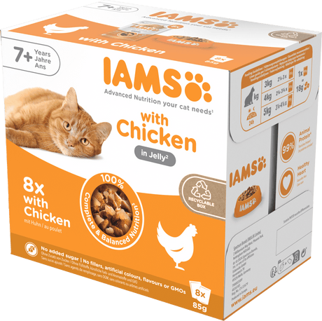 IAMS Senior 7+ Delight Chicken in Jelly Wet Cat Food - 8 x 85g, IAMS,