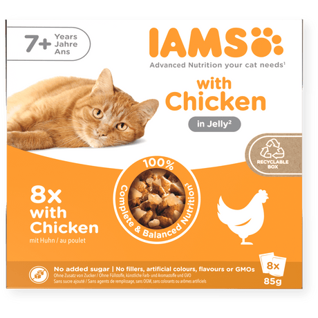 IAMS Senior 7+ Delight Chicken in Jelly Wet Cat Food - 8 x 85g, IAMS,