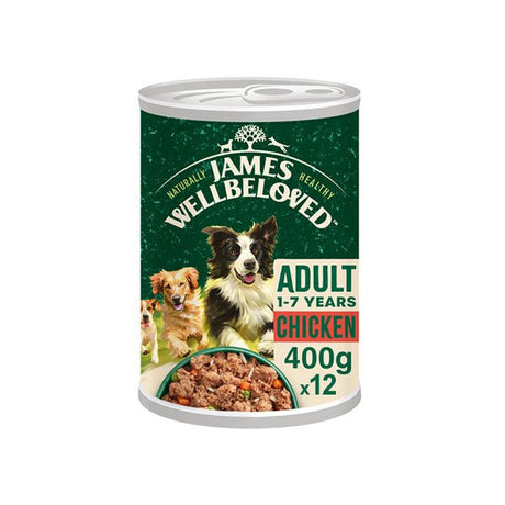 James Wellbeloved Adult Chicken & Rice in Loaf 12x400g Cans Wet Dog Food, James Wellbeloved,