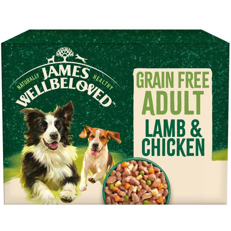 James Wellbeloved Adult Dog Grain Free Lamb & Chicken in Gravy 48 x 90g Pouches, James Wellbeloved,