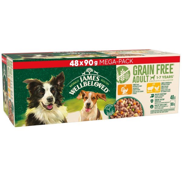 James Wellbeloved Adult Dog Grain Free Mixed Selection in Gravy 48 x 90g Pouches, James Wellbeloved,