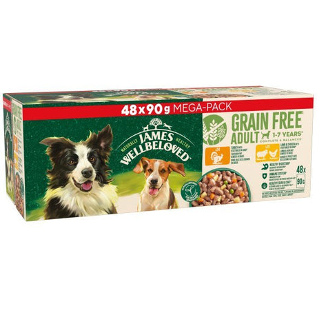 James Wellbeloved Adult Dog Grain Free Mixed Selection in Gravy 48 x 90g Pouches, James Wellbeloved,
