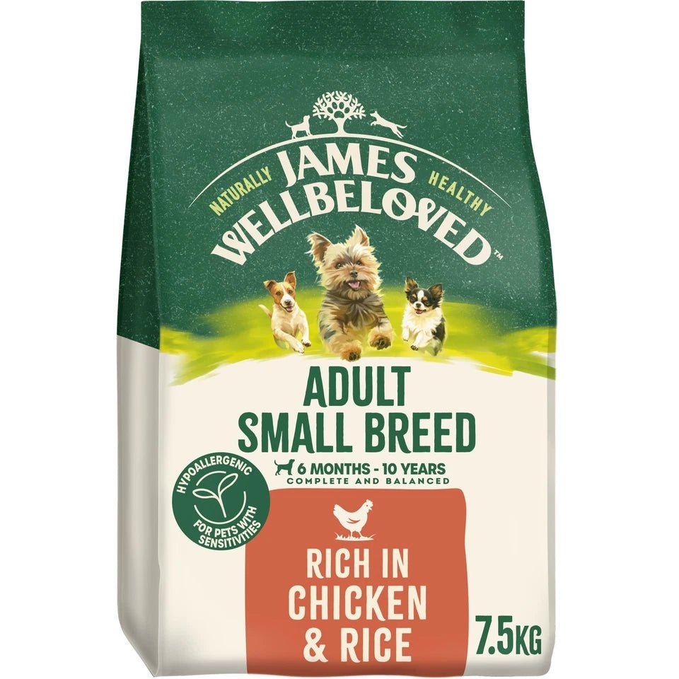 James Wellbeloved Adult Small Breed Chicken & Rice Dry Dog Food, James Wellbeloved, 7.5 kg