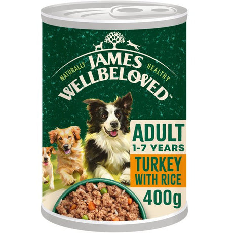 James Wellbeloved Adult Turkey & Rice in Loaf 12x400g Cans Wet Dog Food, James Wellbeloved,