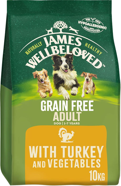 James Wellbeloved Adult Turkey & Veg Grain Free Dry Dog Food, James Wellbeloved, 10 kg