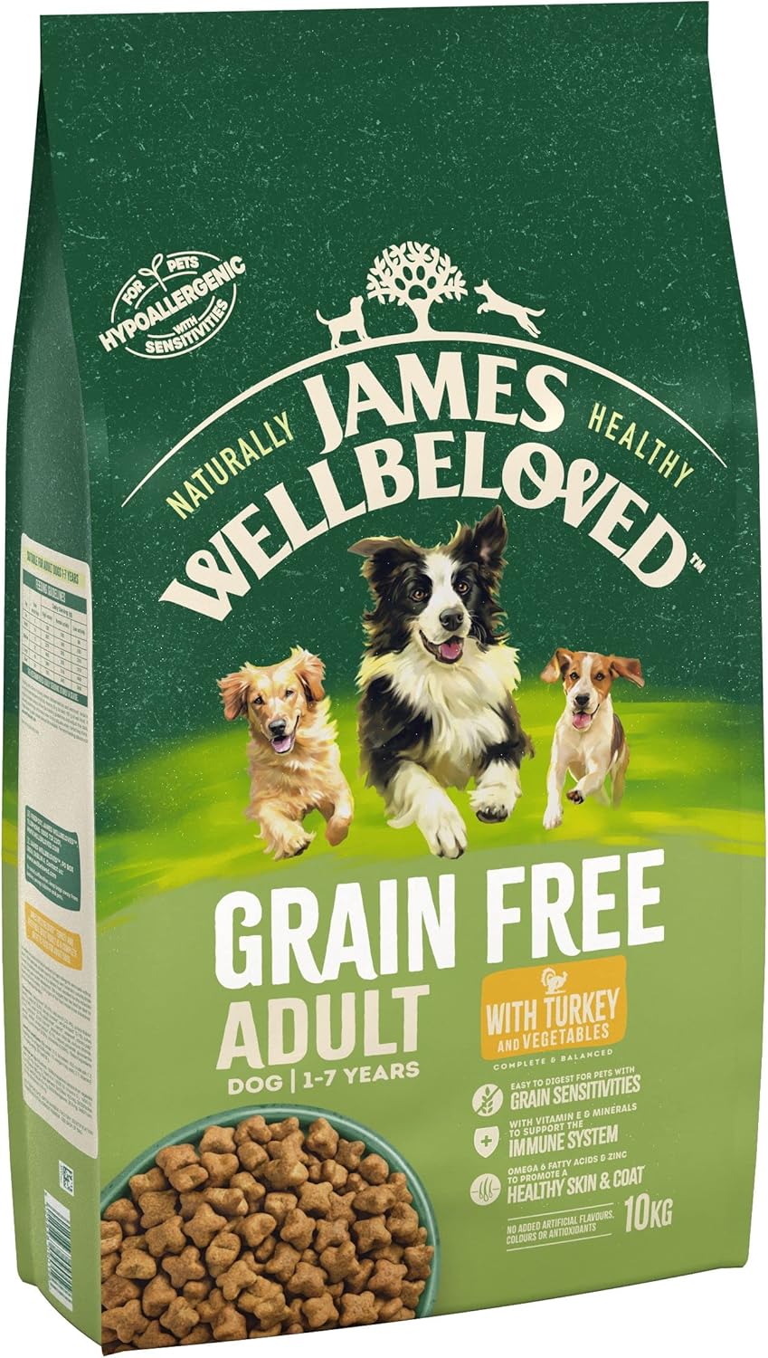 James Wellbeloved Adult Turkey & Veg Grain Free Dry Dog Food, James Wellbeloved, 10 kg