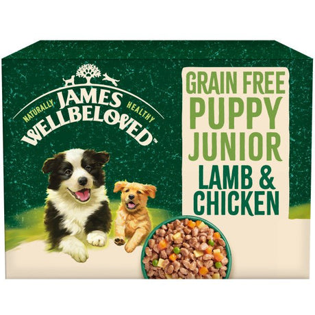 James Wellbeloved Puppy Grain Free Lamb & Chicken in Gravy 48 x 90g Pouches, James Wellbeloved,