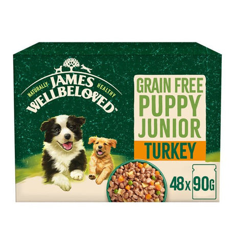 James Wellbeloved Puppy Grain Free Turkey in Gravy 48 x 90g Pouches, James Wellbeloved,