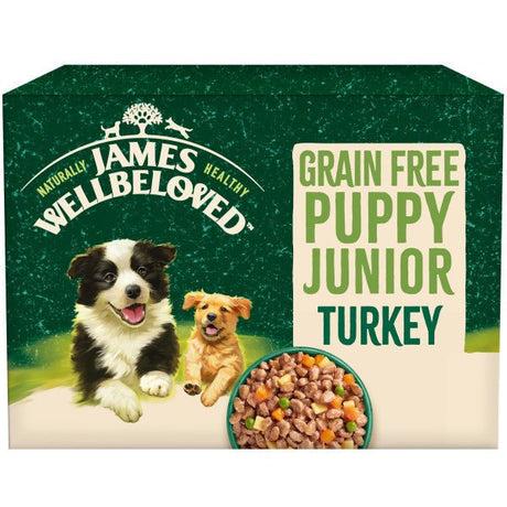 James Wellbeloved Puppy Grain Free Turkey in Gravy 48 x 90g Pouches, James Wellbeloved,