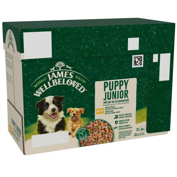 James Wellbeloved Puppy Lamb & Chicken & Rice in Gravy 48 x 90g Pouches, James Wellbeloved,