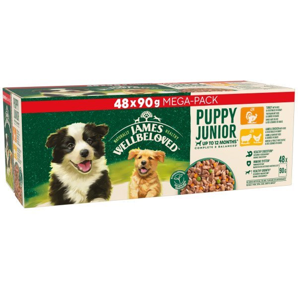 James Wellbeloved Puppy Mixed Selection in Gravy 48x90g Pouches, James Wellbeloved,