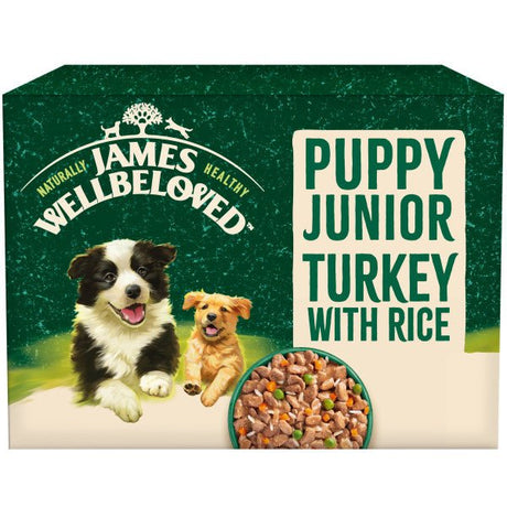 James Wellbeloved Puppy Turkey in Gravy 48 x 90g Pouches, James Wellbeloved,
