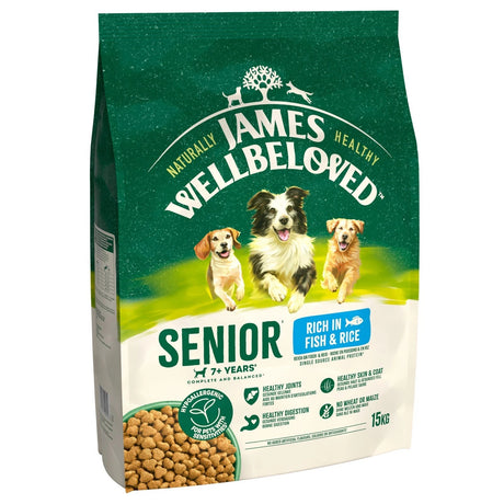 James Wellbeloved Senior Fish & Rice Dry Dog Food, James Wellbeloved, 15 kg