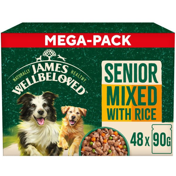 James Wellbeloved Senior Mixed Selection in Gravy 48 x 90g Pouches Wet Dog Food, James Wellbeloved,