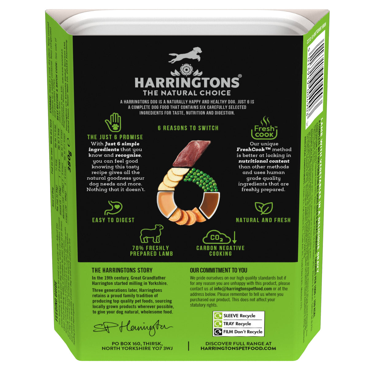 Harringtons Just 6 Lamb with Veg & Gravy Grain-Free Wet Dog Food - 8 x 380g