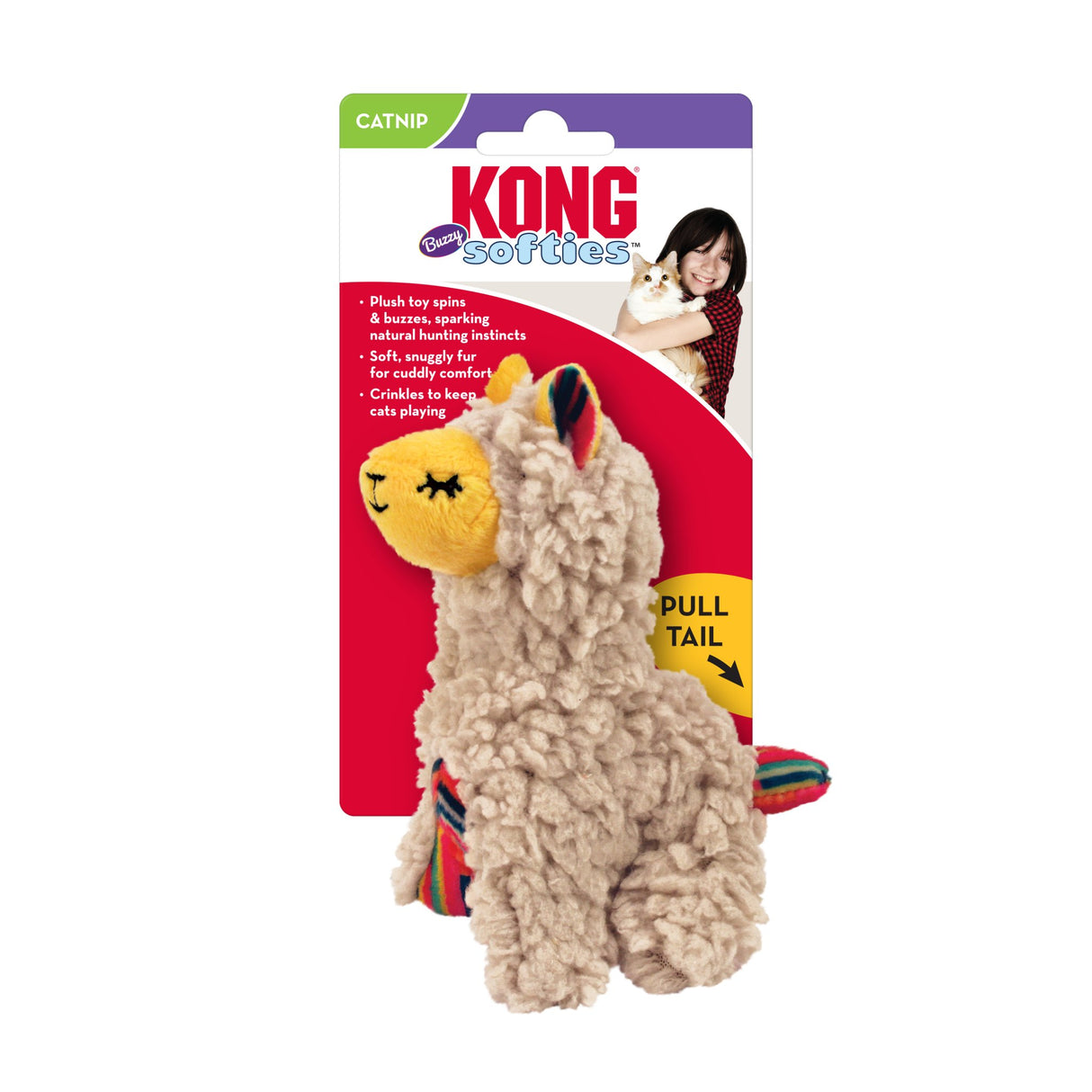 Kong Cat Softies Buzzy Llama Toy, Kong,