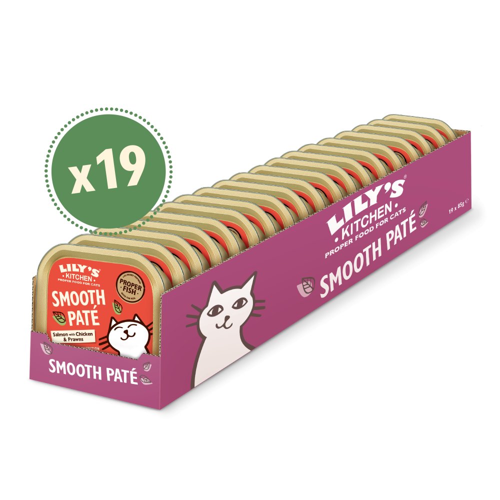 Lily's Kitchen Cat Smooth Pate Salmon with Chicken & Prawns - 19 x 85g, Lily's Kitchen,