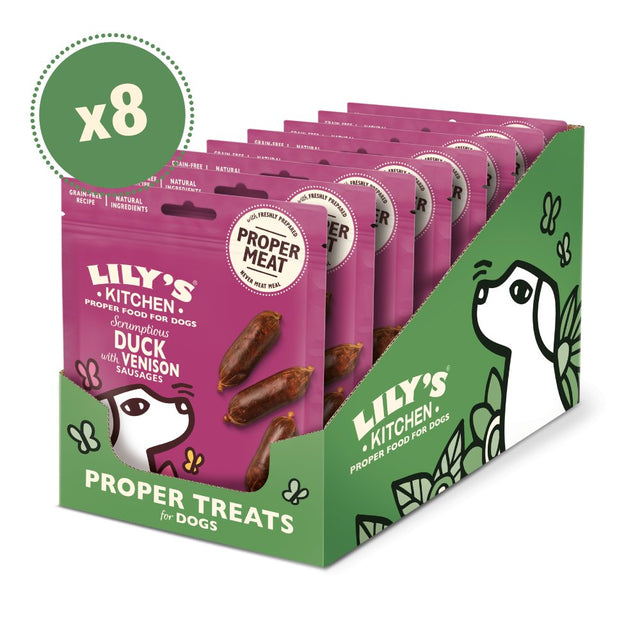 Lily's Kitchen Scrumptious Duck with Venison Sausages Treats - 8 x 70g, Lily's Kitchen,