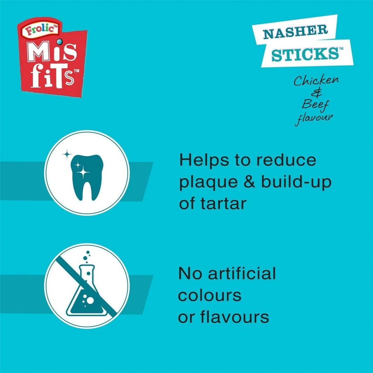 Misfits Medium Nasher Sticks Dog Dental Treat - 10 Pack, Pedigree,