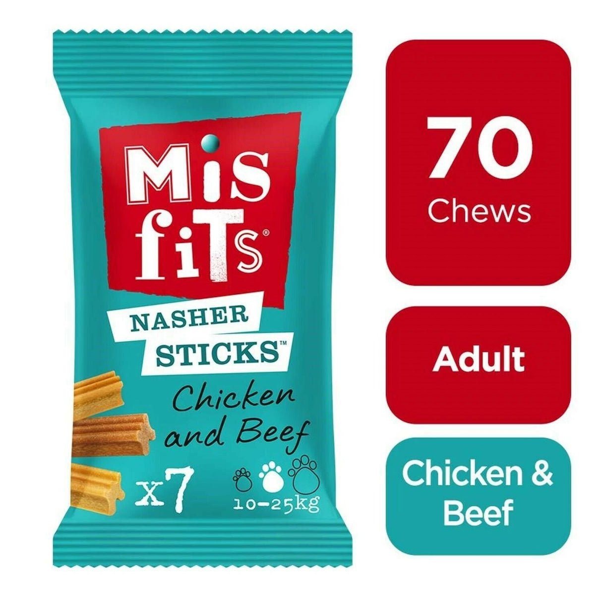 Misfits Medium Nasher Sticks Dog Dental Treat - 10 Pack, Pedigree,