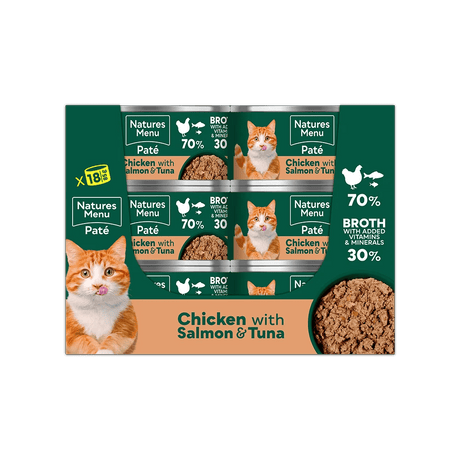 Natures Menu Adult Cat Chicken with Salmon & Tuna Cans - 18 x 85g, Natures Menu,