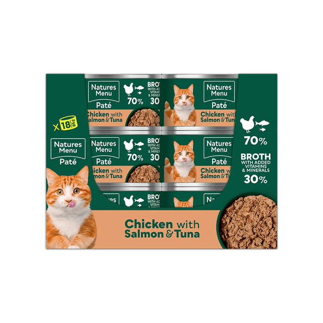 Natures Menu Adult Cat Chicken with Salmon & Tuna Cans - 18 x 85g, Natures Menu,